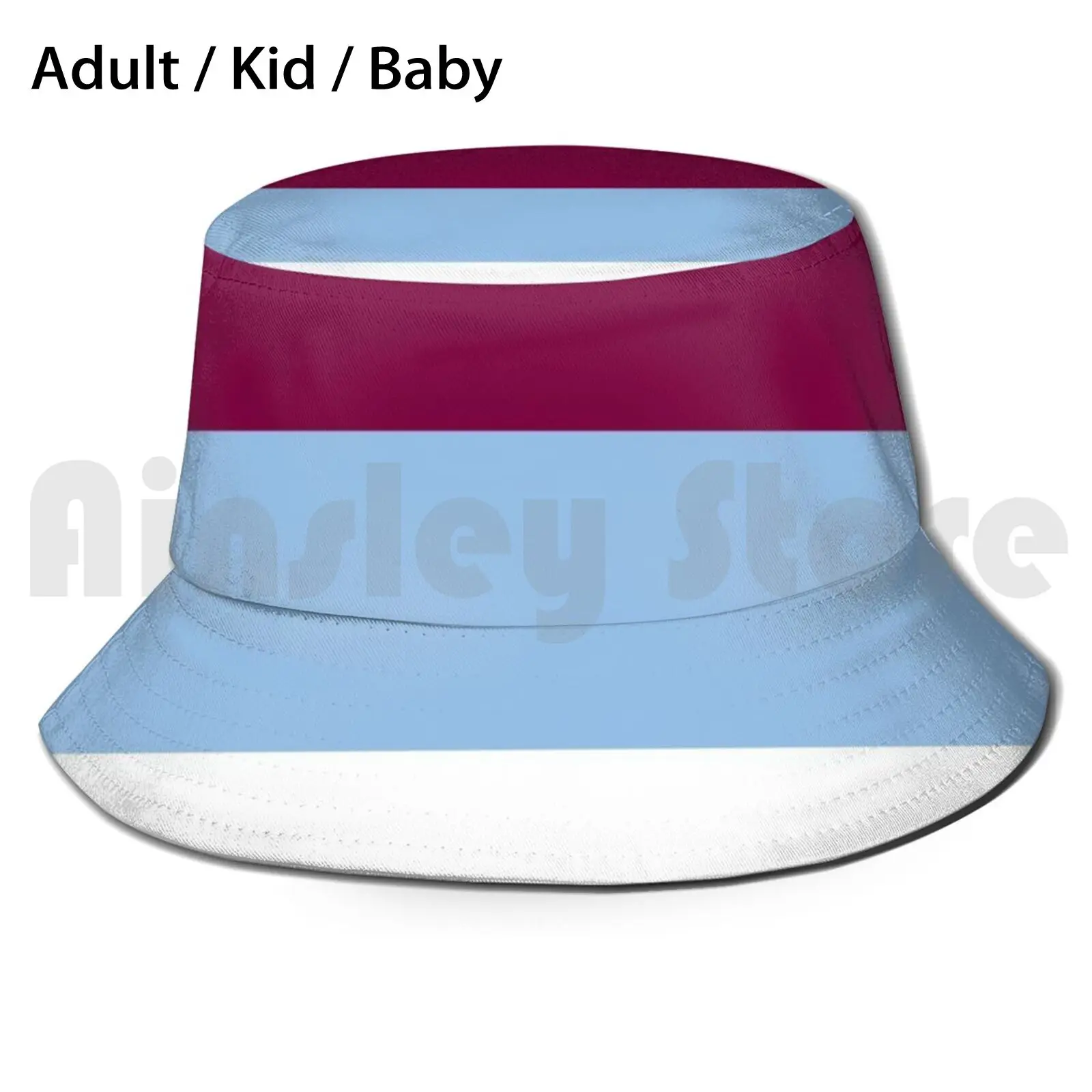

Villa Tricolour Bucket Hat Adult kid baby Beach Sun Hats Colours Football Footy Sport Soccer Aston Thin Pattern Stripes