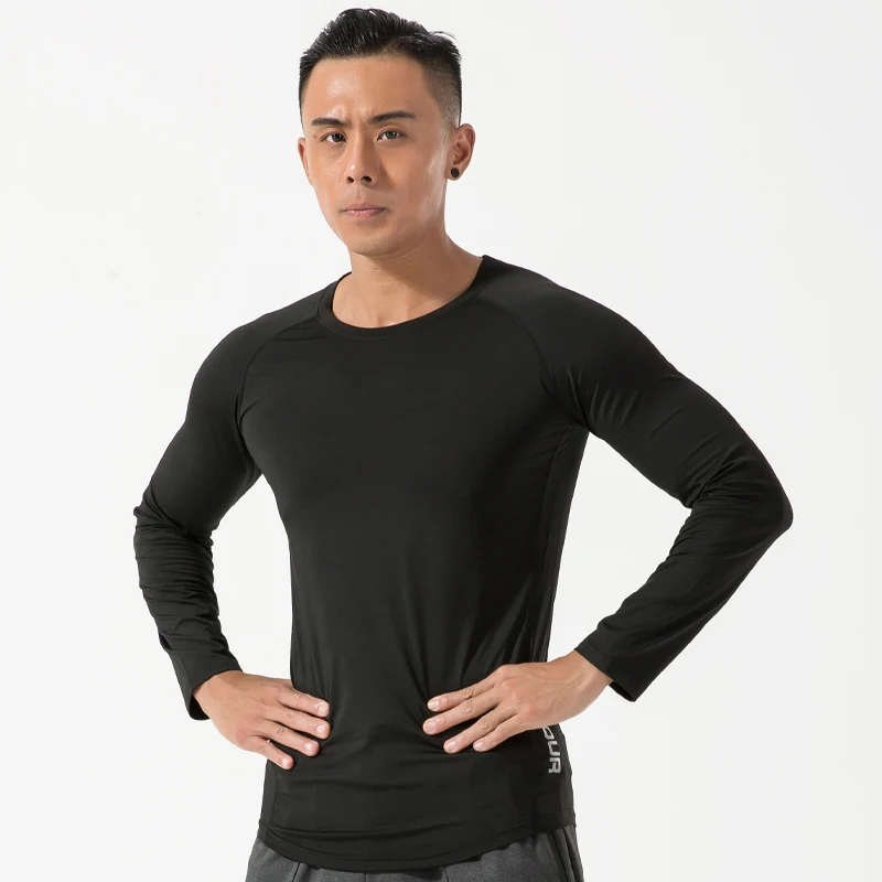 Mens Compression T Shirts Tight Sports Quick Dry Solid Running Base Layer Top Autumn Fitness Long Sleeve | Спорт и развлечения