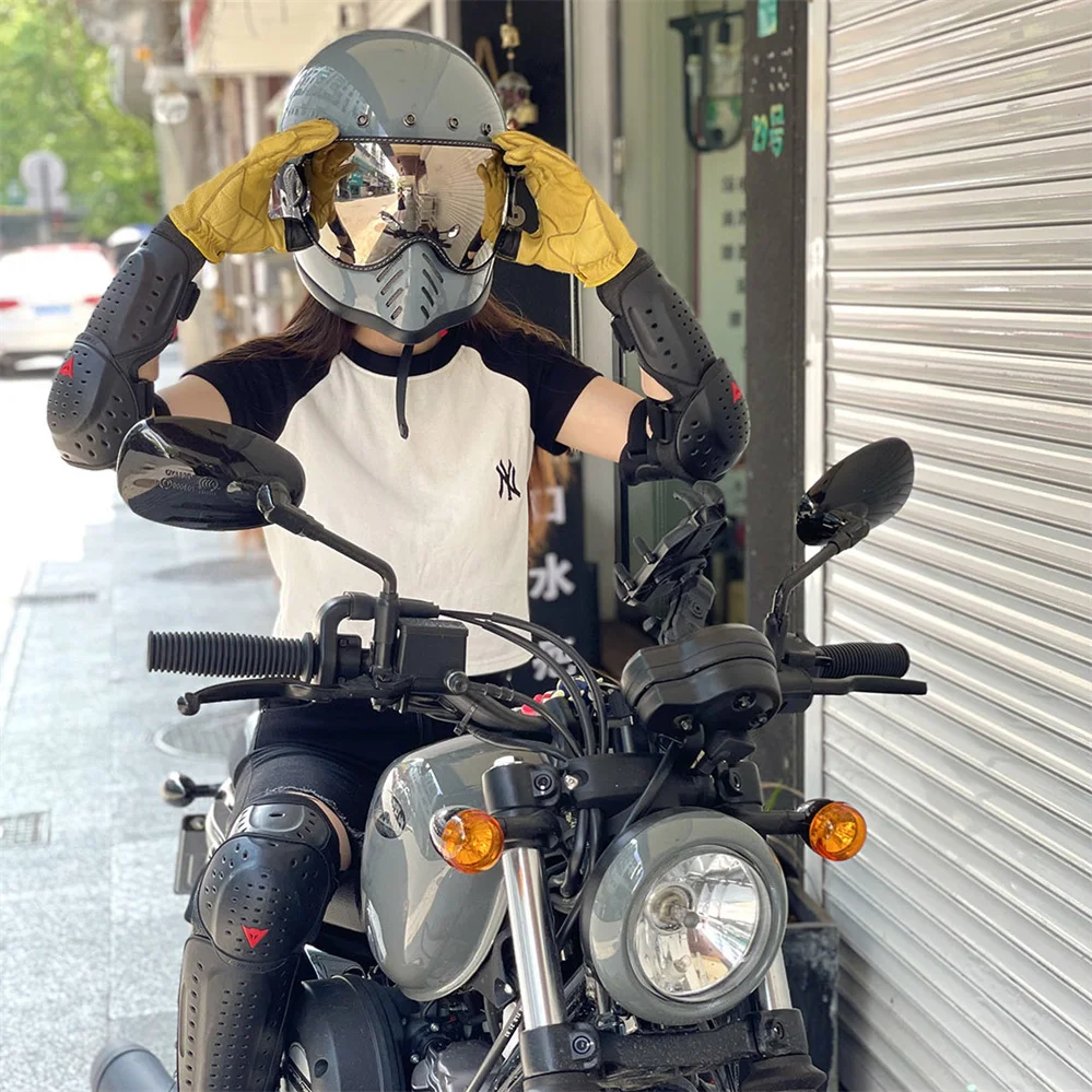 

MOTO3 Korea Vintage Style Fiberglass Shell Full Face Motorcycle Helmet Cafe Racer Retro Racing Motocross Casco DOT ECE Approved