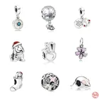 Новый Рождественский браслет в виде собаки с розовыми цветами, искусственные бусины, подходят для оригинальных шармов Pandora, серебряный браслет 925
