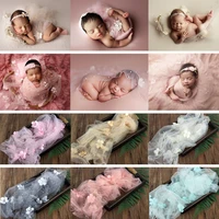 newborn photography clothing floral pearl wrap mesh backdrop baby girl photo props accessories studio shoot background blanket