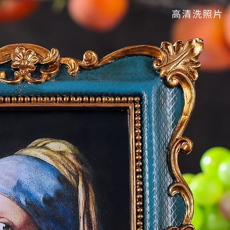 

Vintage Resin Photo Frame European Living Room Box Frame Luxury Retro 7 Inch Desktop Ornaments Cadre Photo Decoration ED50XK