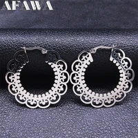 flower stainless steel big earrings round india silver color bohemia summer conch circle earring jewelry aros argollas%c2%a0e9442s01