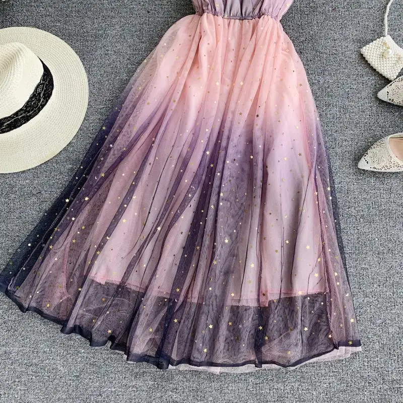 Французская Фея Звезда блестки V воротник росы сзади без рукавов Талия шоу тонкий