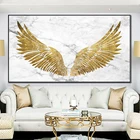 Золотые Крылья Ангела мраморный фон абстрактная стена искусственная Картина на холсте современное искусство декоративная картина