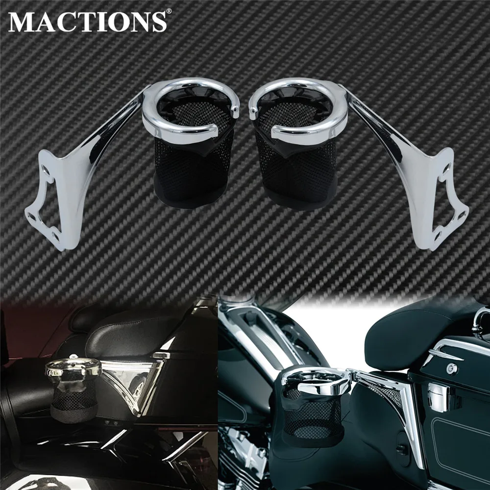 Comprar Portabotellas Trasero Para Motocicleta Con Soporte Para Botella De Bebida Cromado Para Harley Electra Glide Road Glide Tri Glide FLTRU FLTRUSE CVO