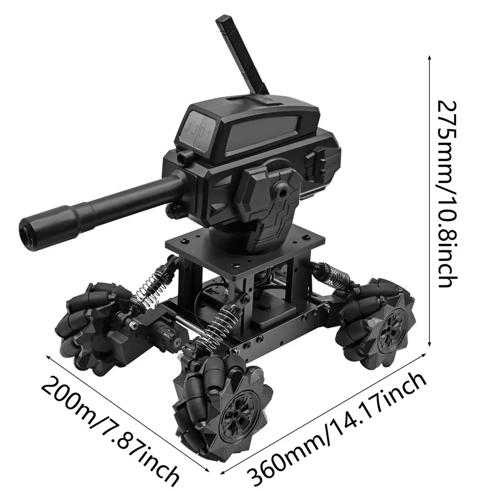 

JJ-01 1/8 DIY RC Tank Car launch Cannonball Made of Water Need Assemble Alloy Programming RC Off-road Climbing Car Gift for Kids