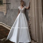 Женское свадебное платье с V-образным вырезом, белое ТРАПЕЦИЕВИДНОЕ платье с рукавами-крылышками и аппликацией, лето 2021