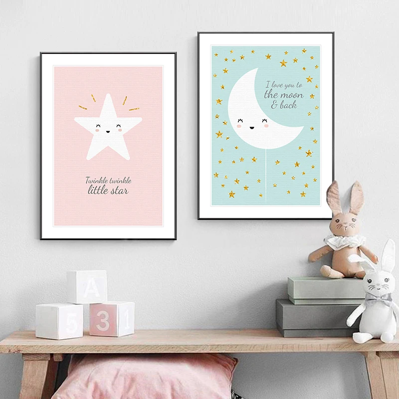 С принтом &quotпоп-арт&quot для маленьких девочек Спальня живопись на холсте Луна