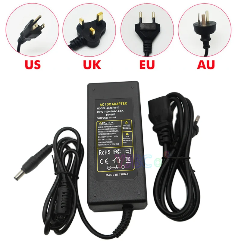 

Оптовая продажа DC 5V 10A светодиодный адаптер питания лампы лента светодиодный источник питания AC100-240V Вход светодиодный драйвер питания штек...