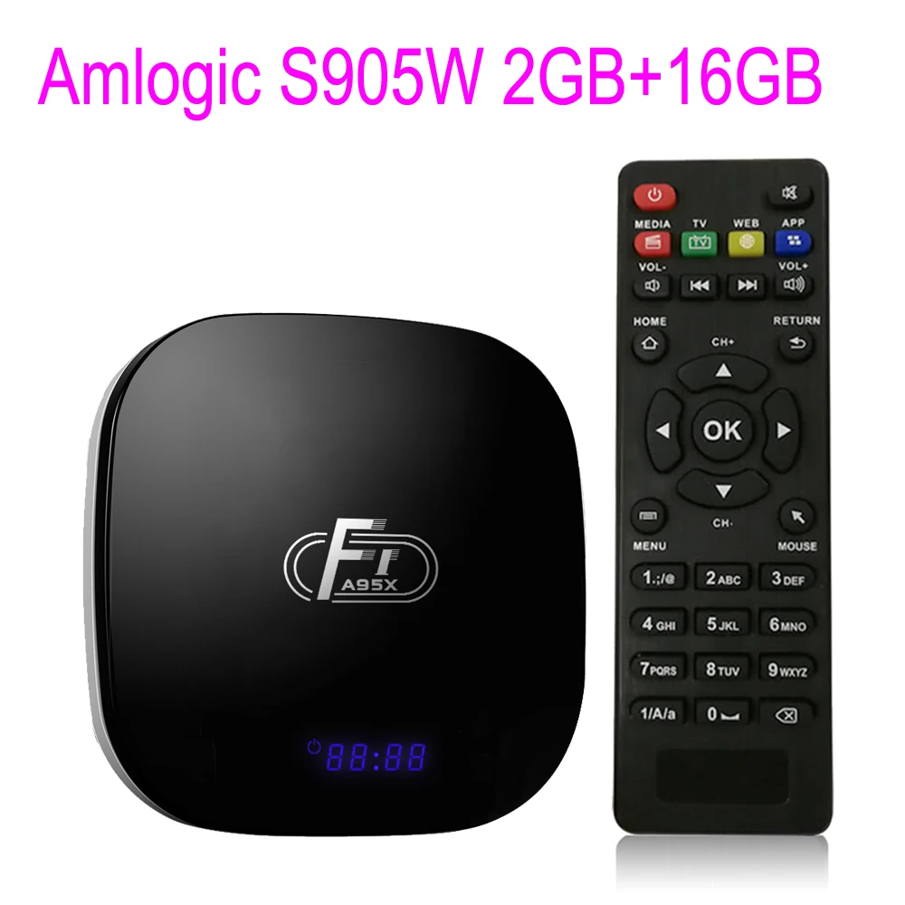A95X F1 Android TV Box Amlogic S905W четырехъядерный 2 ГБ/16 Гб WiFi H.265 7 1 KD 17 4 загруженный Смарт ТВ X96