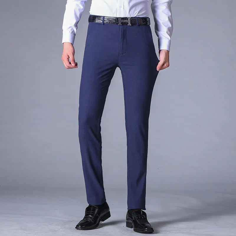 Новинка 2019 мужские облегающие деловые строгие брюки для мужчин Костюмные