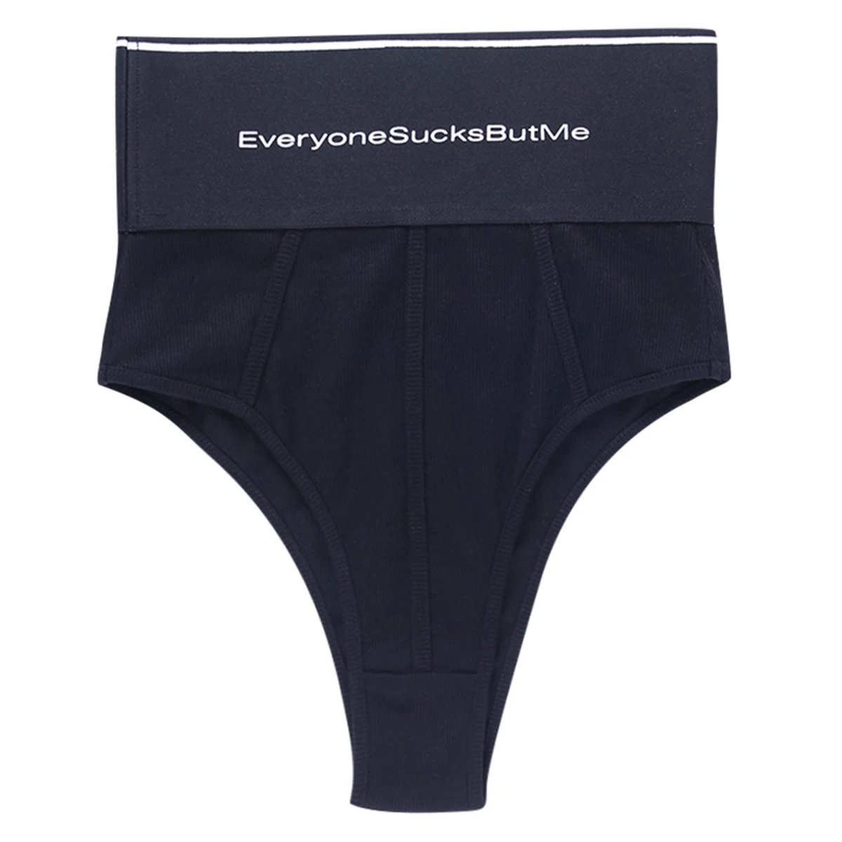 Женские трусы с завышенной талией черные трикотажные шорты в рубчик буквенным