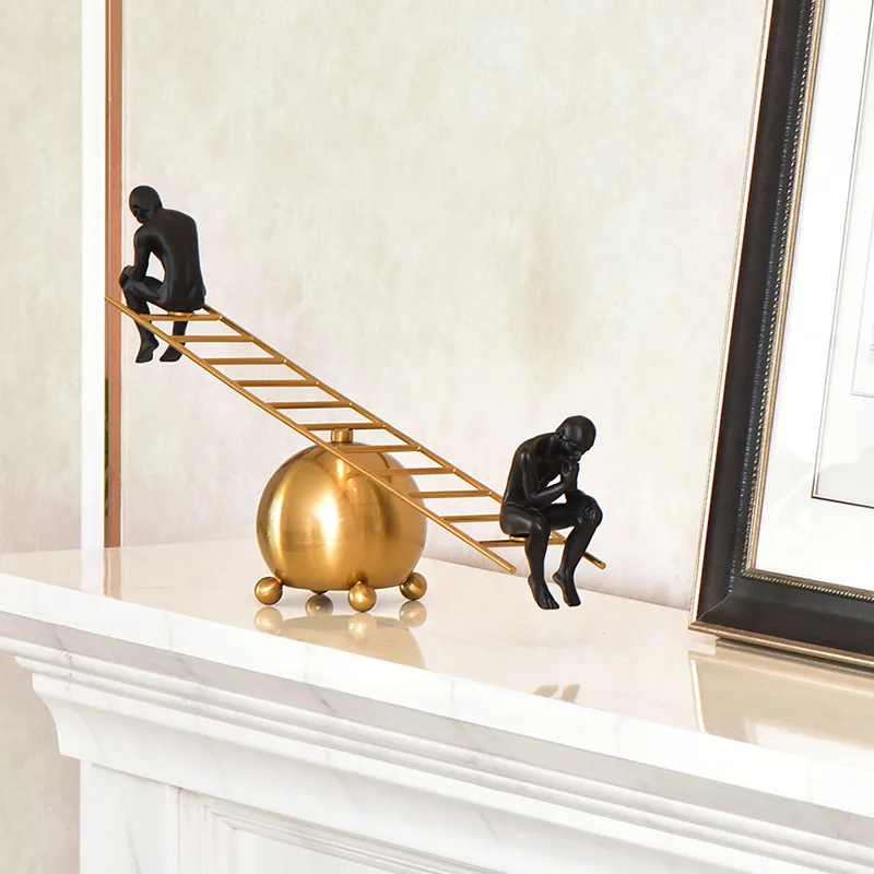 

HOME DECORATION ACCESSORIES MODERN MINIMALISM SEESAW MEDITATOR THINKING MAN DECORATION CRAFTS EUROPE BRASS CREATIVITY HOME DECOR