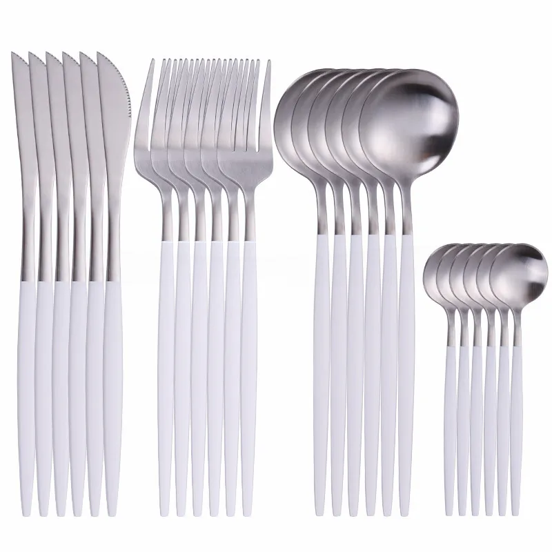 

Matte Tableware Stainless Steel Cutlery Set Kitchen Tableware Spoon Fork Knife Set Dinnerwar Silverware Dinner Set Flatware