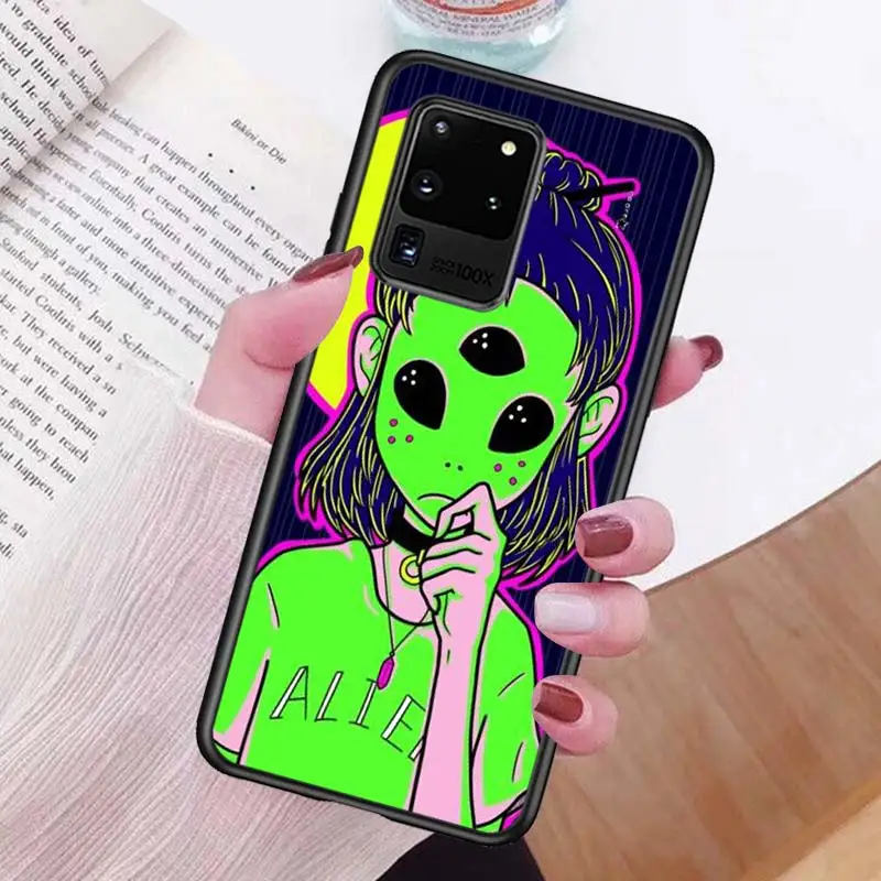 

Cartoon Space Alien for Samsung S20 FE Ultra Plus A91 A81 A71 A51 A41 A31 A21 A11 A72 A52 A12 Soft Black Phone Case