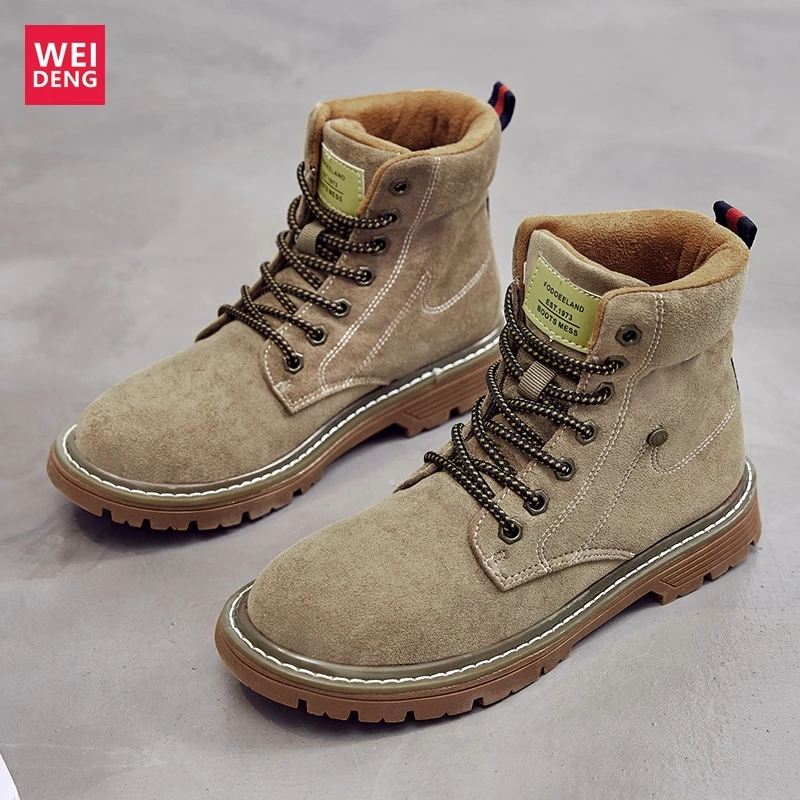 Weideng/зимние Ботинки martin из натуральной кожи женские зимние рабочие ботильоны на