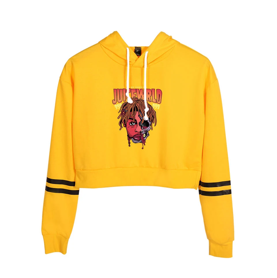 

Girl long sleeve hoodie sweatshirt midriff-baring top lettered print new sweet dress high waist crop hoodie