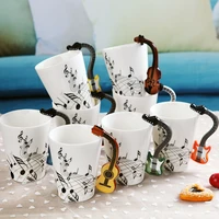 musical instrument ceramic water cup creative music mug notes coffee milk cup holiday gift mug music enthusiast guitar piano