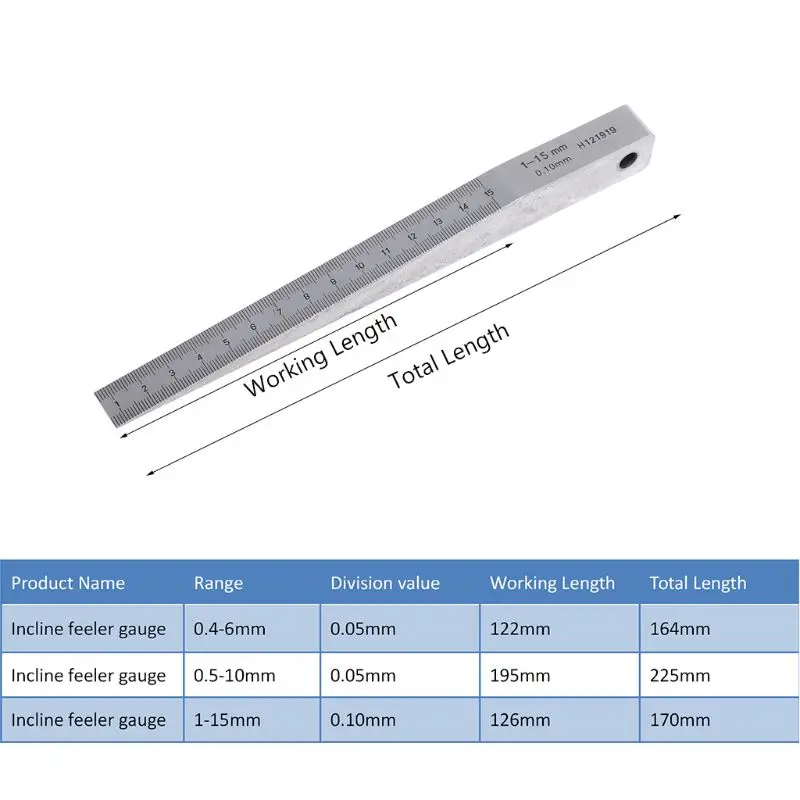 

1-15mm 0.5-10mm 0.4-6mm Wedge Feeler Gauge Crack Flatness Layout Insert Wedge Gauge Welding Taper Measure Tool Caliper