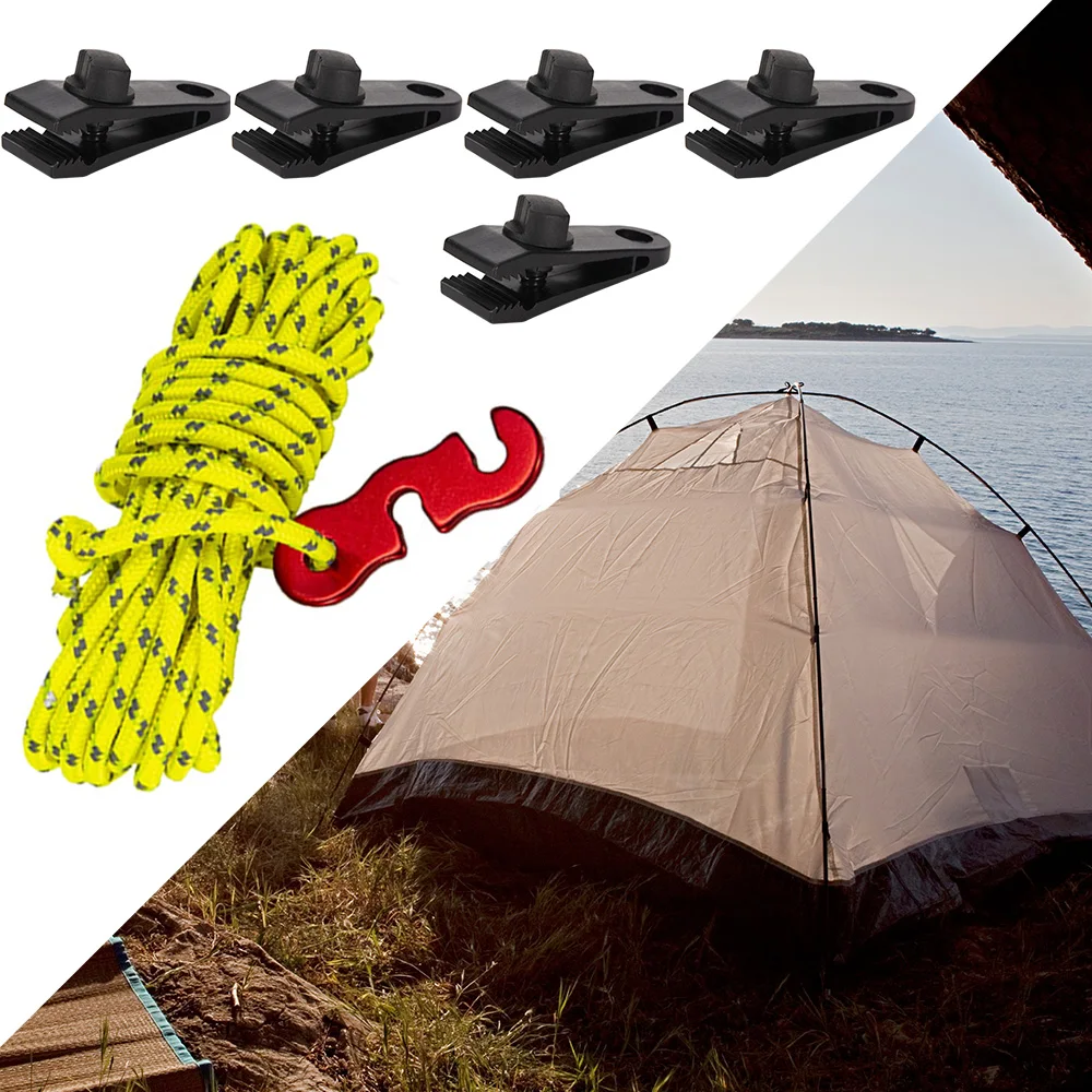

Adjustable With Bag Tent Clip Portable Hiking Durable Outdoor Camping Windproof Rope Set Reflective Cord Lightweight Practical