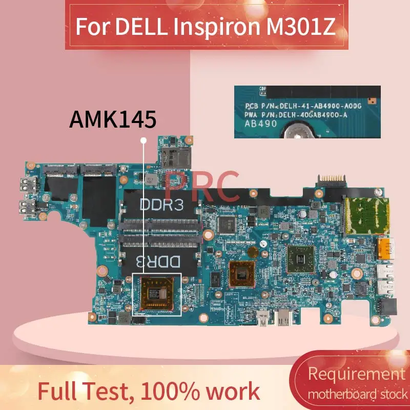 CN-0FY82C 0FY82C For DELL Inspiron M301Z AMK145 Notebook motherboard DELH-40GAB4900-A10C DDR3 Mainboard