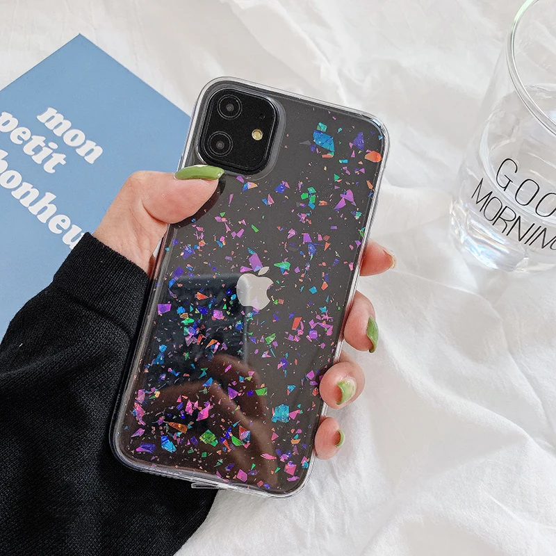 

ins Glitter flakes phone case for iphone 13 12 12MIni 11 Pro Max for iphone X XR XS Max 7 8 Plus Clear soft silicone case capa