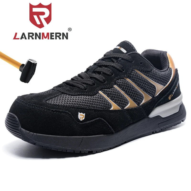Защитные ботинки LARNMERN со стальным носком для мужчин Нескользящие