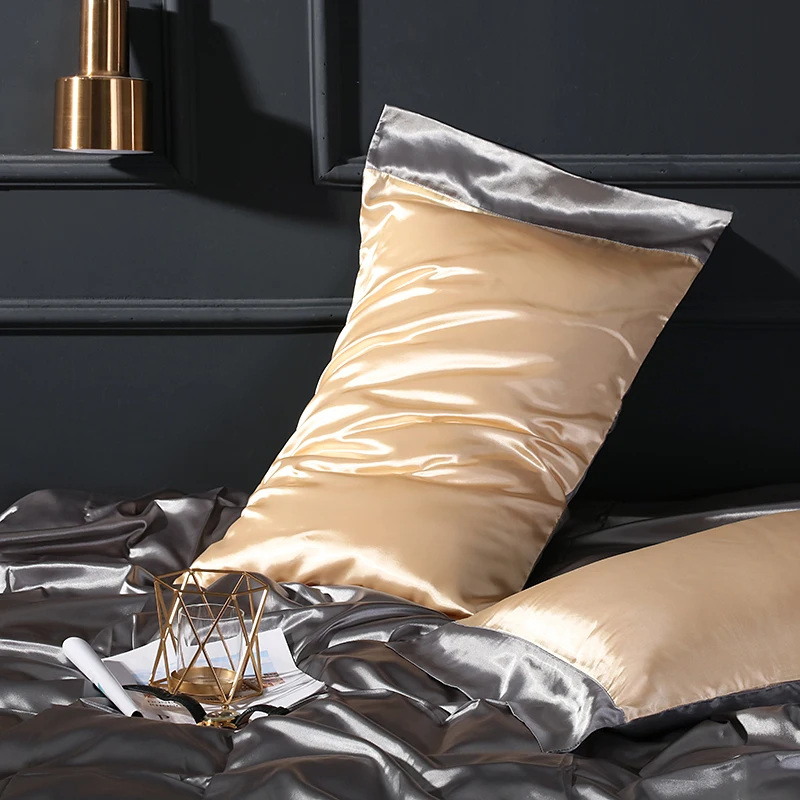 Funda de almohada de sat&eacute;n de seda con emulaci&oacute;n de dise&ntilde;o Multicolor, protector de almohada para una salud est&aacute;ndar, cubre almohadas de Casa de 48x74cm # a, 2 uds.-4