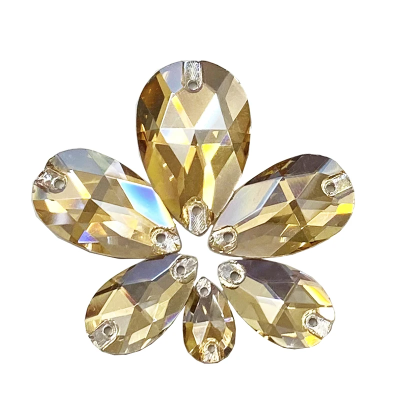 Водяная капля Strass Шампанское GOTA Шитье Strass AAA кристалл плоский стеклянный камень бриллиант, используемый для обуви и одежды.