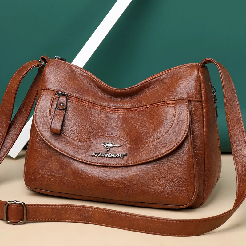 

Ladies Soft Leather Messenger Bag Purses Luxury Handbags Women Shoulder Bags Designer Large Travel Crossbody Bag for Women 2021