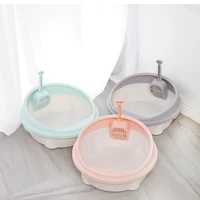 splash proof semi enclosed cat litter box round high fence detachable cats toilet with scoop large space pet products arenero b