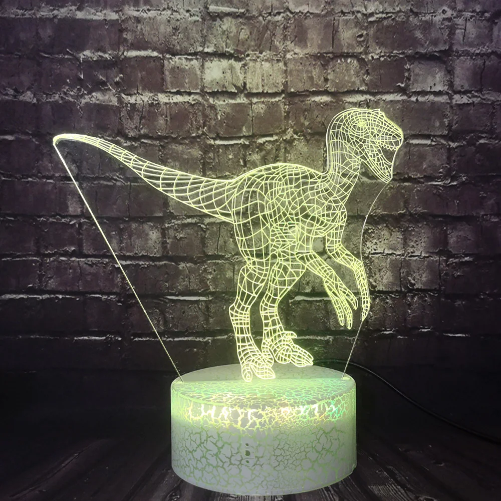 Светодиодный ночник с мультяшным животным велоцираптором динозавром драконом
