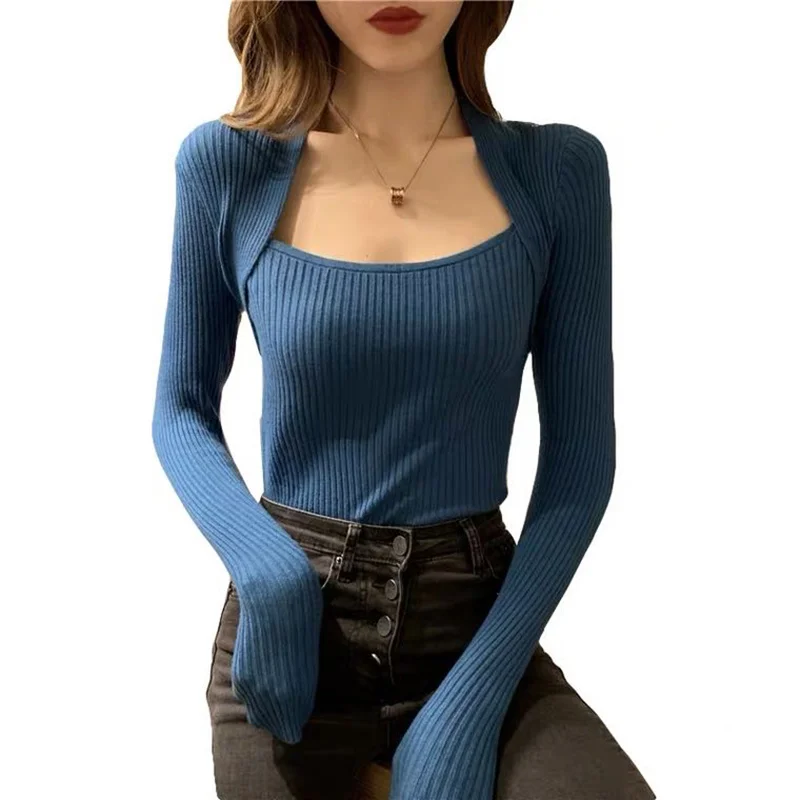 

Женский свитер с длинным рукавом, облегающий пуловер с мягкой подкладкой, Осень-зима 2021