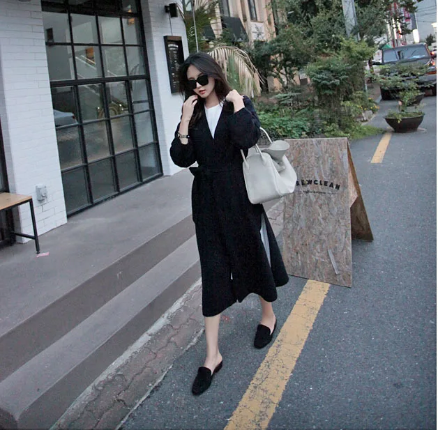 Autumn Winter Women's Cardigan Simple Belt Female New Fashion Long Coat Loose Type Wool Knitted Cardigan Female Outwear