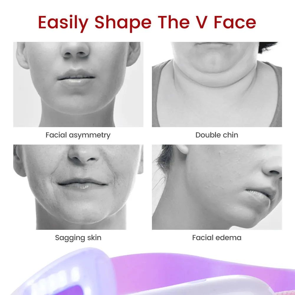 

V Face Machine Up Facial Lift Chin Photon Therapy Red Blue LED Face Slimming Vibration Massager Facial Lifting Device Tools