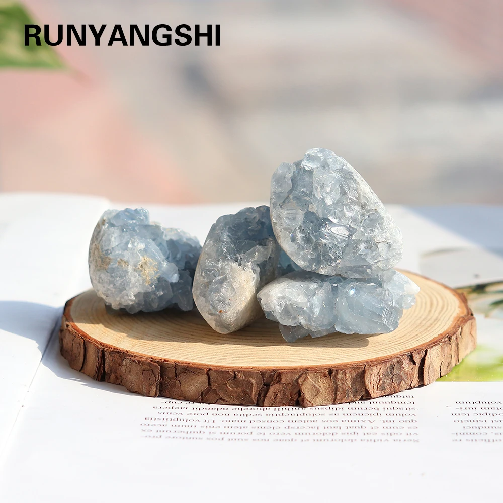 1 шт. Большие размеры 30 50 г натуральный Целестин синего цвета с украшением в виде