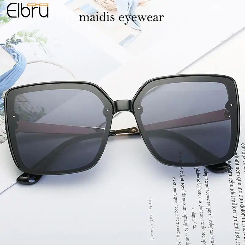 

Очки солнцезащитные Elbru с цветными линзами UV400 для мужчин и женщин, квадратные модные темные очки большого размера в металлической оправе, в ...