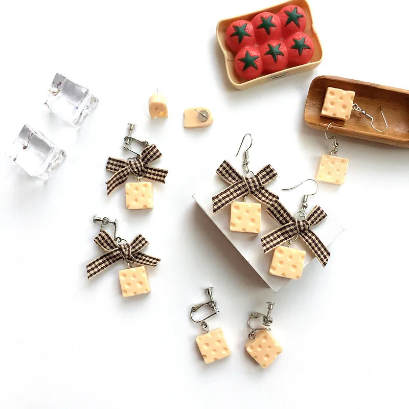 Оптовая продажа Новые серьги бабочки забавные в виде продуктов питания для