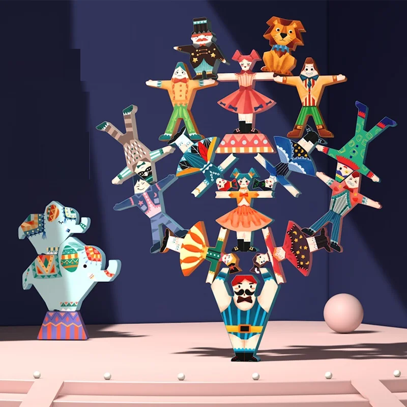 19 шт./компл. красочный цирковый Штабелируемый игровой блок баланс игра животное