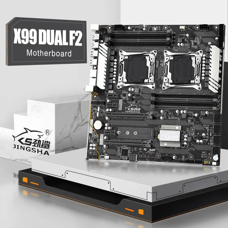 Online JINGSHA X99 Dual F2 Motherboard Unterstützung LGA2011-3 Inter Xeon E5 V3 8 * DDR4 1600/1866/2133/2400MHz ECC REG RAM 10 * SATA 3,0 M.2 SSD