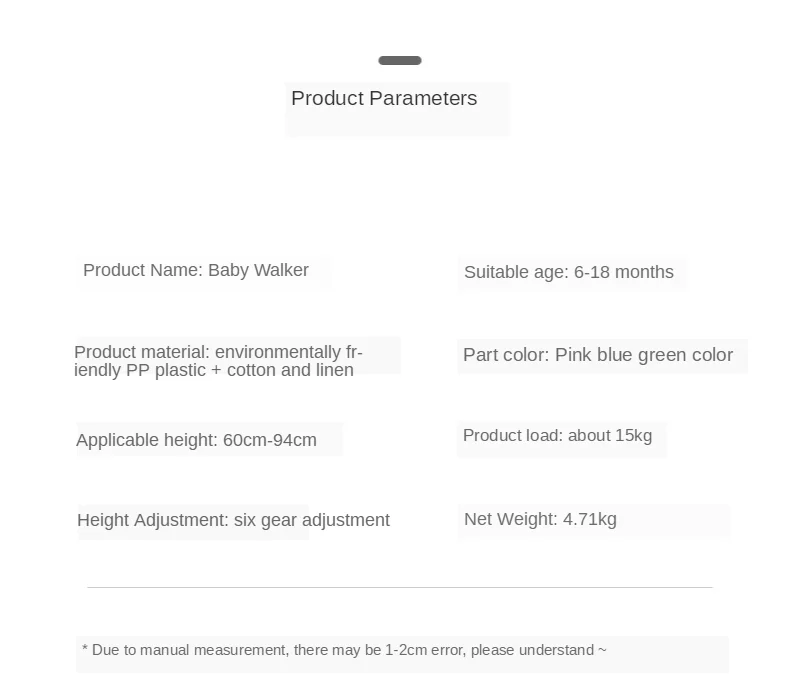 

New Baby Walker 6-speed Adjustment Multi-function Anti-rollover Anti-O Leg Male and Female Baby Walker Baby Walker with Wheels