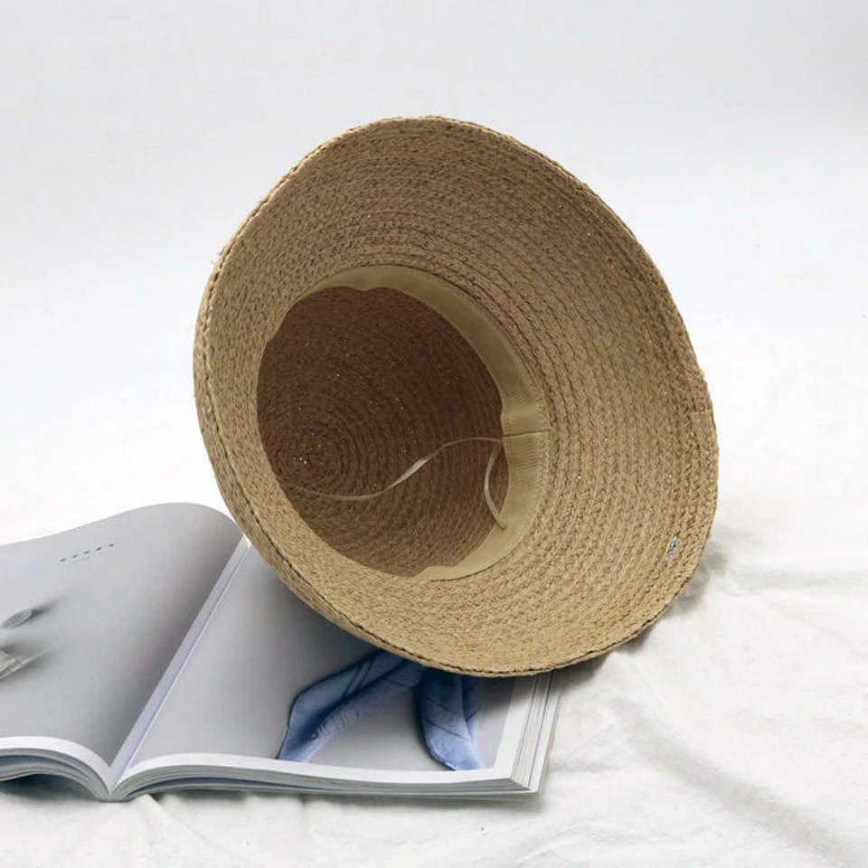 Панама из рафии женская Элегантная Модная плетеная шляпа с бантом ручной работы