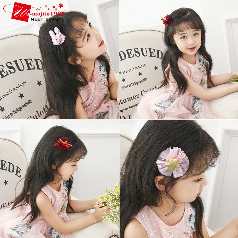 

10 Piece Girl Headwear Flower Animal Hairpins Hair Band Cartoon Elastic Headdress Gift Hair Clip Set Cute Hair Accessories