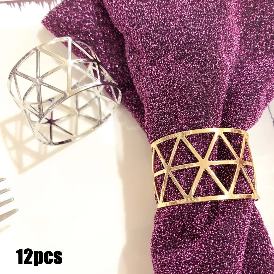 

12Pcs Alloy Serviette Rings Napkin Holder West Dinner Towel Napkin Ring Party Wedding Decoration Table Decoration