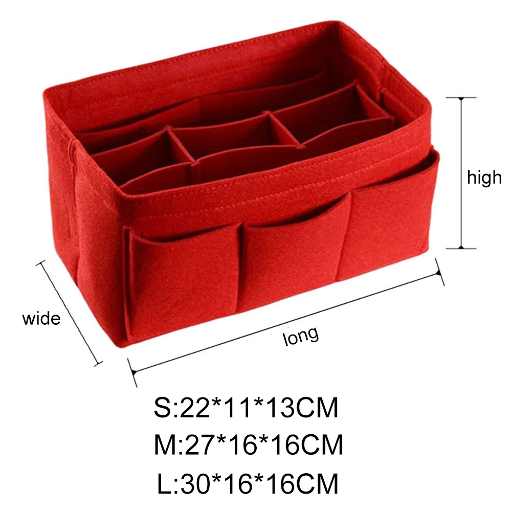 

New Multi-Grids Waterproof Large Capacity Makeup Cosmetic Storage Bag Felt Organizer