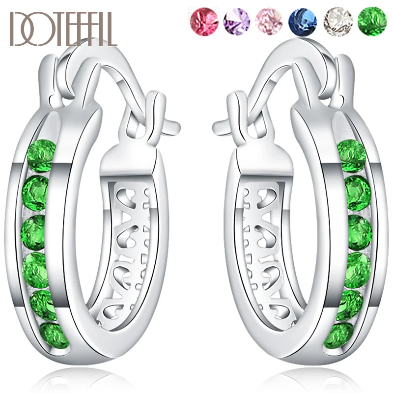 DOTEFFIL серебро 925 пробы AAA зеленый/белый/красный/розовый/фиолетовый/синий серьги