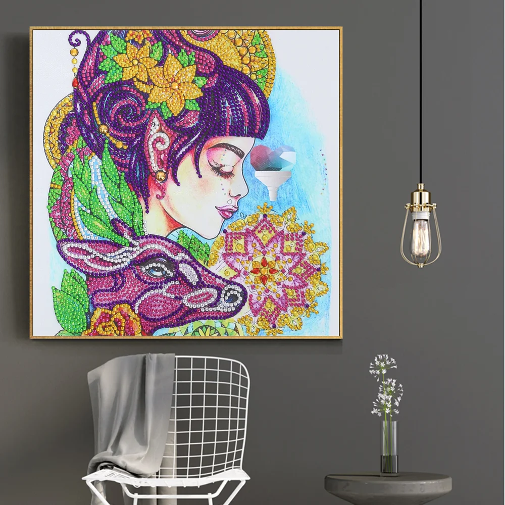 

Алмазная картина «сделай сам» особой формы, цветок, красивые люди, круглая Алмазная вышивка, Стразы для украшения стен дома