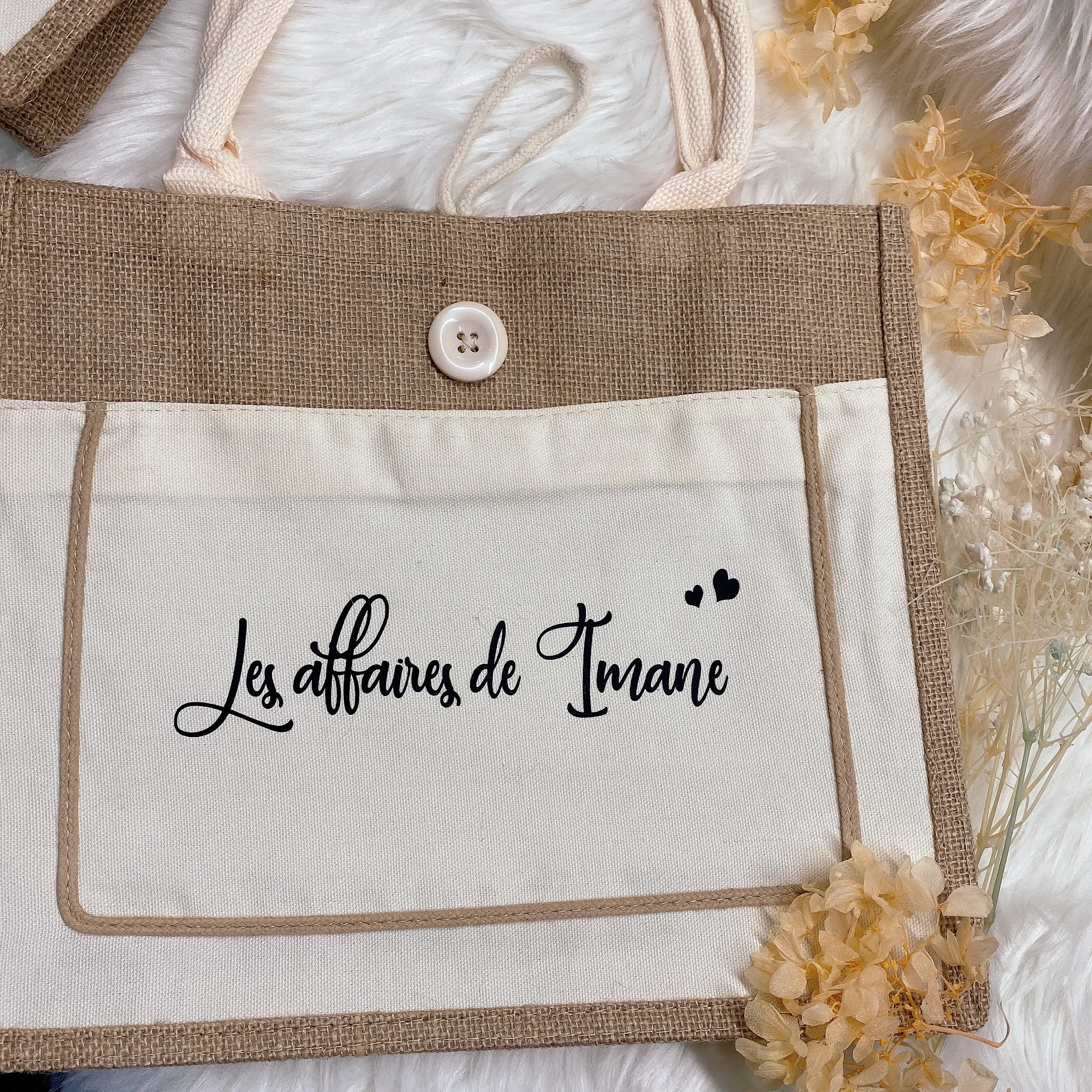 Bolso de yute personalizado, bolsa de arpillera de compras port&aacute;til informal de alta calidad, regalos de boda para invitados, dama de honor, regalo de Navidad-2