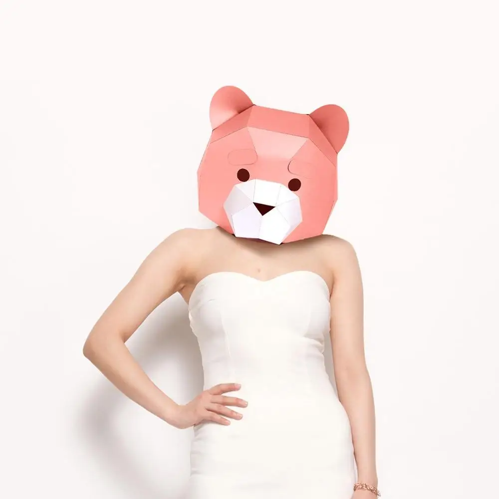 3D Бумажная Маска модный костюм животного B ear для косплея бумажная поделка сделай